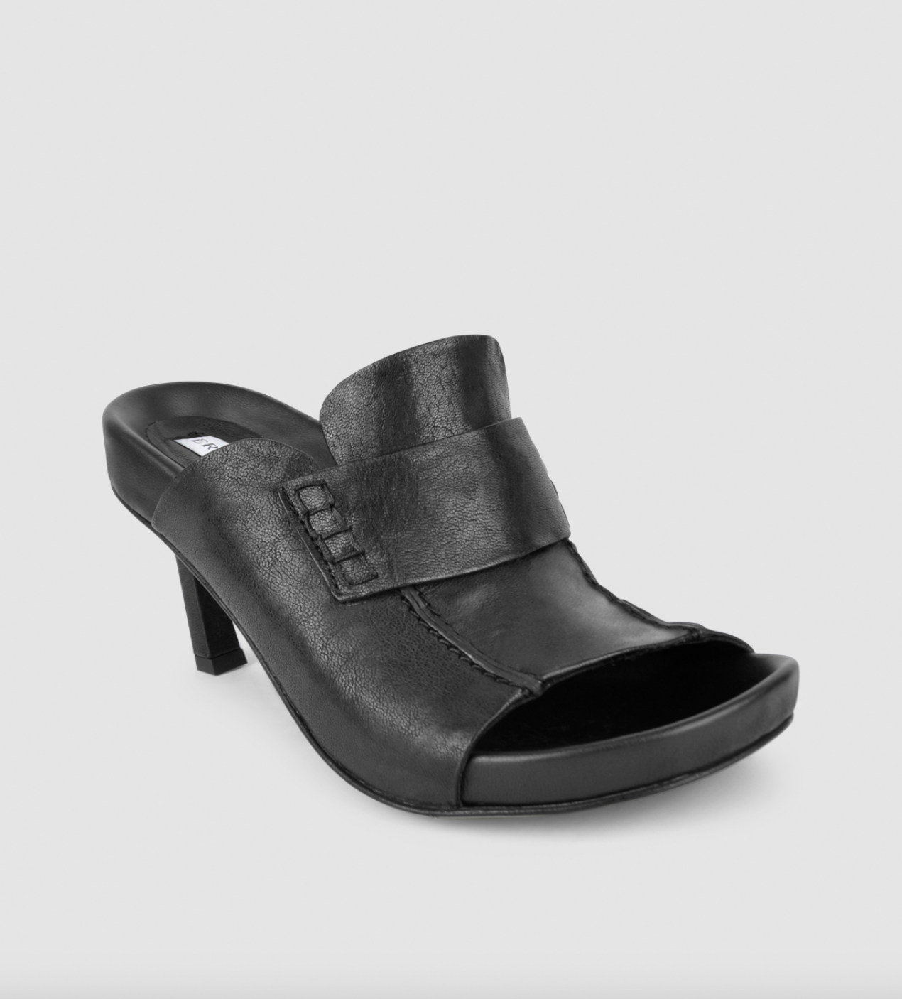 ERNESTO DOLANI BLACK LEATHER OPEN-TOE MULE