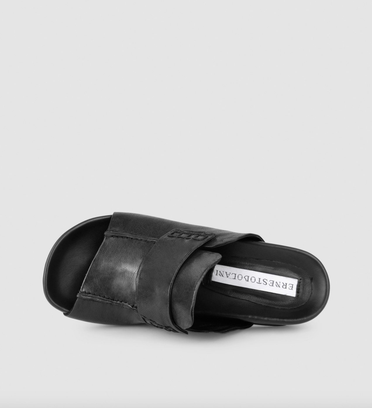 ERNESTO DOLANI BLACK LEATHER OPEN-TOE MULE