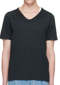 MM6 Black V-Neck SIDA Jersey T-shirt