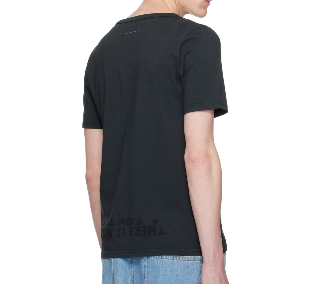 MM6 Black V-Neck SIDA Jersey T-shirt