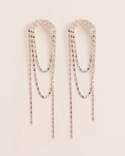 EARRINGS WITH FALLING CHAINS SILVER